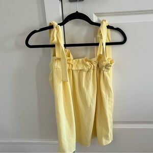 Yellow Sleeveless Top with Bow Straps